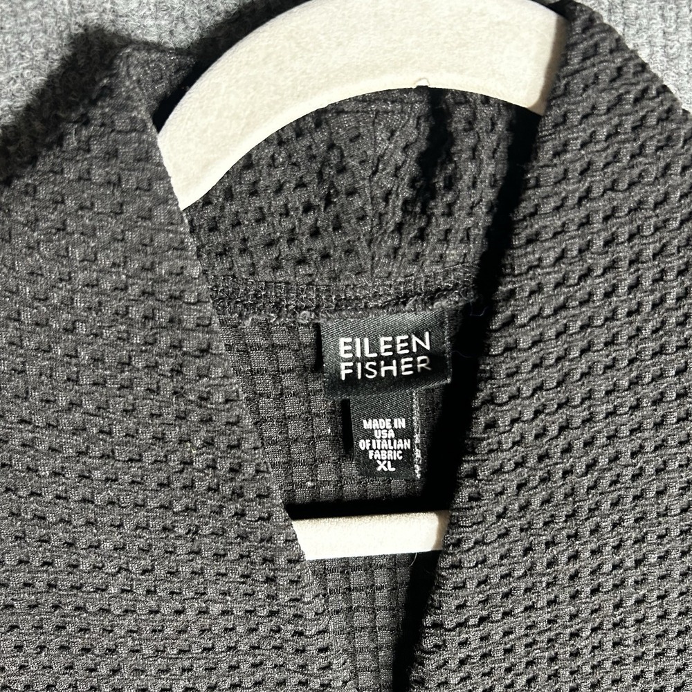 Eileen Fisher Waffle Knit Cardigan Jacket Size Xl Black - Picture 3 of 7